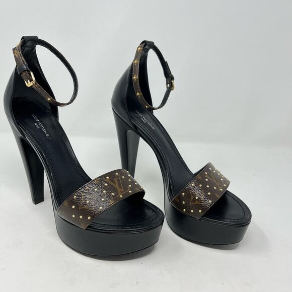 Louis Vuitton Shoes - Louis Vuitton Afterglow LV Studded Monogram Platform Sandal High Heel size 40 EU